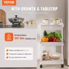 VEVOR 3-Tier Rolling Utility Cart with Drawer, Kitchen Cart with Lockable Wheels, Multifunctional Storage Trolley with Handle for Office, Living Room