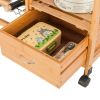Moveable Kitchen Cart with Stainless Steel Tabletop, Three Drawers and Three Storage Baskets for Kitchen Organization