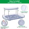 2 Tier Turntable Organizer Rectangular Refrigerator Spinner Storage Rack with 360° Rotatable Slide Rail for Kitchen Cabinet Countertop