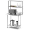 36 x 12 Inch Stainless Steel Kitchen Overshelf with Adjustable Lower Shelf for Countertop Storage