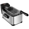 3.2-Quart Electric Stainless Steel Deep Fryer with Built-In Timer for Home Cooking