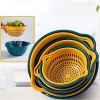 6-Piece Drain Basket Set, Stackable Double-Layer Plastic Colanders for Washing Fruits and Vegetables
