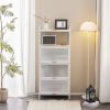 5-layer multifunctional storage cabinet with cabinet door kitchen bread rack pantry storage cabinet  microwave rack storage rack study  living room be