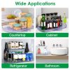 2 Tier Turntable Organizer Rectangular Refrigerator Spinner Storage Rack with 360° Rotatable Slide Rail for Kitchen Cabinet Countertop