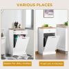 Kitchen Tilt-Out Trash Bin Cabinet, Freestanding Recycling Cabinet with Drawer and Trash Can Holder, White