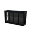 Kitchen Storage Cupboard with Glass Door, Freestanding Storage Cabinet, Black