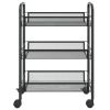 3-Tier Kitchen Trolley Cart, Black Iron Rolling Storage Organizer, 18.1 x 10.2 x 25.2 Inch Utility Rack