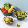 6-Piece Drain Basket Set, Stackable Double-Layer Plastic Colanders for Washing Fruits and Vegetables
