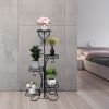 Indoor Outdoor 5-Tier Plant Shelf Stand, Black Square Shelving Unit for Displaying Plants and Flowers on Patio or Home