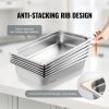 VEVOR 6 Pack Hotel Pans, Full Size Anti-Jam Steam Pan, 0.8mm Thick Stainless Steel Restaurant Steam Table Pan, 4-Inch Deep Commercial Table Pan