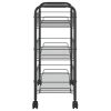 3-Tier Kitchen Trolley Cart, Black Iron Rolling Storage Organizer, 18.1 x 10.2 x 25.2 Inch Utility Rack