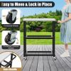 3-Tier Foldable Outdoor Stainless Steel Dining and Food Prep Cart Table with Wheels for Patio, Camping or Backyard Use