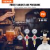 VEVOR Triple Gauge Regulator, CO2 Regulator Gauge with 0-60PSI, Heavy Duty CO2 Gauge Gas System, Draft Beer Regulator with Check Valve