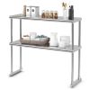36 x 12 Inch Stainless Steel Kitchen Overshelf with Adjustable Lower Shelf for Countertop Storage