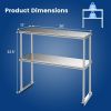 36 x 12 Inch Stainless Steel Kitchen Overshelf with Adjustable Lower Shelf for Countertop Storage