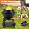 Outdoor Metal Fire Pit with Pot Holder – Portable Patio Heater for Camping, Bonfires & Backyard Cooking, Heavy-Duty Steel Frame