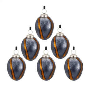 Glass Egg-Shaped Christmas Ball Ornaments, Decorative Hanging Tree Ornaments, Set of 6