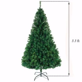 5.5ft Green PVC Christmas Tree with 850 Full Branch Tips for Holiday Decor