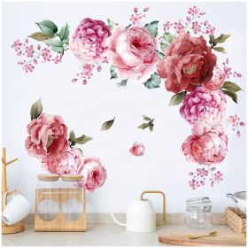 Watercolor Peonies Flower Wall Sticker for Living Room Home Decoration