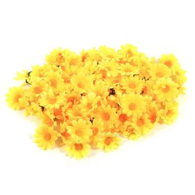 100-Piece Artificial Daisy Fabric Flower Heads in Yellow for Wedding and Party Decor