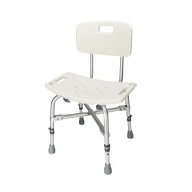 Heavy-Duty Aluminum Alloy Shower Bath Chair with Back, Adjustable Safety Bench for Tub and Shower (White)