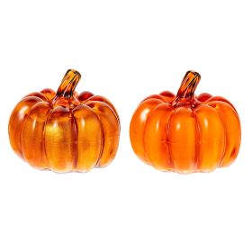 2-Piece LED Pumpkin Lamp Set, Battery Powered Luminous Decor for Indoor and Outdoor Tabletop Use