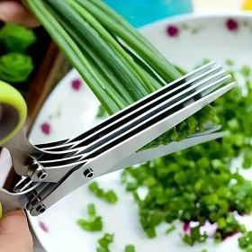 5-Layer Vegetable Scissors for Quick Chopping, Multi-Blade Kitchen Herb Cutter Tool