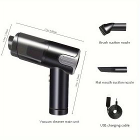 Wireless Mini Car Vacuum Cleaner, USB Rechargeable Handheld Vacuum for Car, Home, and Desktop Use (Silver)