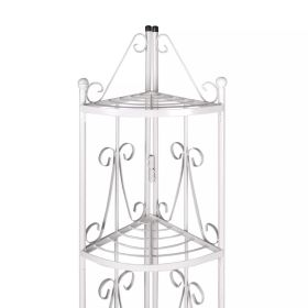 White Corner Plant Rack Stand for Indoor Home Decor