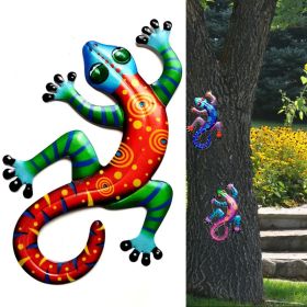 Iron Gecko Wall Decor Metal Hanging Artwork for Outdoor Home Decoration