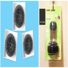 Kitchen Soap Dispensing Palm Brush with Push Button, Dish Cleaning Scrubber Tool (Option: SET)