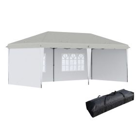 Outsunny 10' x 20' Pop-Up Canopy Tent with 4 Sidewalls, Heavy-Duty Outdoor Shelter for Parties & Events (Color: White)