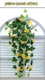 Artificial Morning Glory Rattan Vine, Simulation Plant Wall Hanging Decoration for Home, Balcony, or Garden Décor (Color: Yellow)