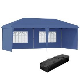 Outsunny 10' x 20' Pop-Up Canopy Tent with 4 Sidewalls, Heavy-Duty Outdoor Shelter for Parties & Events (Color: Blue)