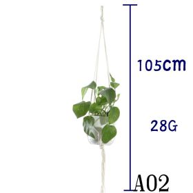 Beige Cotton Rope Plant Hanger Net Bag, Indoor Flower Pot Hanging Basket Sling for Home and Balcony Décor (Option: 18 Style)