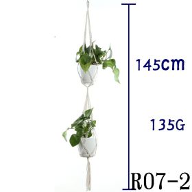 Beige Cotton Rope Plant Hanger Net Bag, Indoor Flower Pot Hanging Basket Sling for Home and Balcony Décor (Option: 4 Style)