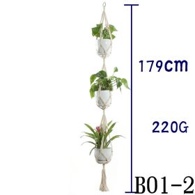 Beige Cotton Rope Plant Hanger Net Bag, Indoor Flower Pot Hanging Basket Sling for Home and Balcony Décor (Option: 25 Style)