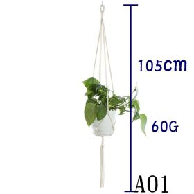 Beige Cotton Rope Plant Hanger Net Bag, Indoor Flower Pot Hanging Basket Sling for Home and Balcony Décor (Option: 31 Style)