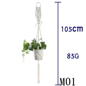 Beige Cotton Rope Plant Hanger Net Bag, Indoor Flower Pot Hanging Basket Sling for Home and Balcony Décor (Option: 34 Style)