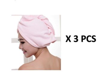 Women’s Hair Dryer Cap Towel, Absorbent Quick-Dry Hair Wrap for Reducing Frizz and Heat Damage After Shower (Option: 3pcs Pink)