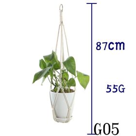 Beige Cotton Rope Plant Hanger Net Bag, Indoor Flower Pot Hanging Basket Sling for Home and Balcony Décor (Option: 20 Style)