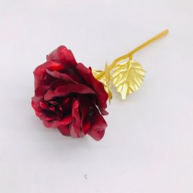 24K Luminous Gold Rose Flower Set, Elegant Color-Preserved Rose Display for Romantic Gifts and Home Décor (Option: Red naked flower)