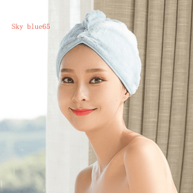 Women’s Hair Dryer Cap Towel, Absorbent Quick-Dry Hair Wrap for Reducing Frizz and Heat Damage After Shower (Option: 5pcs Sky blue65)