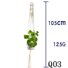 Beige Cotton Rope Plant Hanger Net Bag, Indoor Flower Pot Hanging Basket Sling for Home and Balcony Décor (Option: 13 Style)