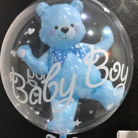 Bear Transparent Decorative Ball Ornament, Clear Acrylic Bear-Themed Display Ball for Home, Party, or Gift Décor (Color: Blue)