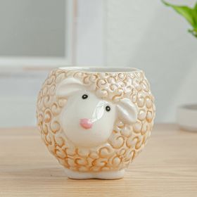 Simple Cartoon Animal Ceramic Succulent Flower Pot for Home and Desk Decor (Option: F)
