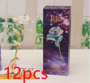24K Luminous Gold Rose Flower Set, Elegant Color-Preserved Rose Display for Romantic Gifts and Home Décor (Option: Base and light 12pcs)