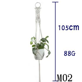 Beige Cotton Rope Plant Hanger Net Bag, Indoor Flower Pot Hanging Basket Sling for Home and Balcony Décor (Option: 21 Style)