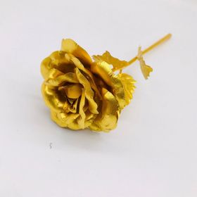24K Luminous Gold Rose Flower Set, Elegant Color-Preserved Rose Display for Romantic Gifts and Home Décor (Option: Gold naked flower)