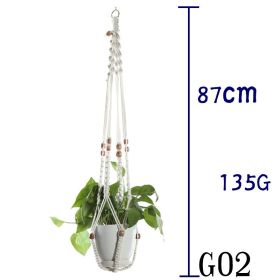 Beige Cotton Rope Plant Hanger Net Bag, Indoor Flower Pot Hanging Basket Sling for Home and Balcony Décor (Option: 6 Style)